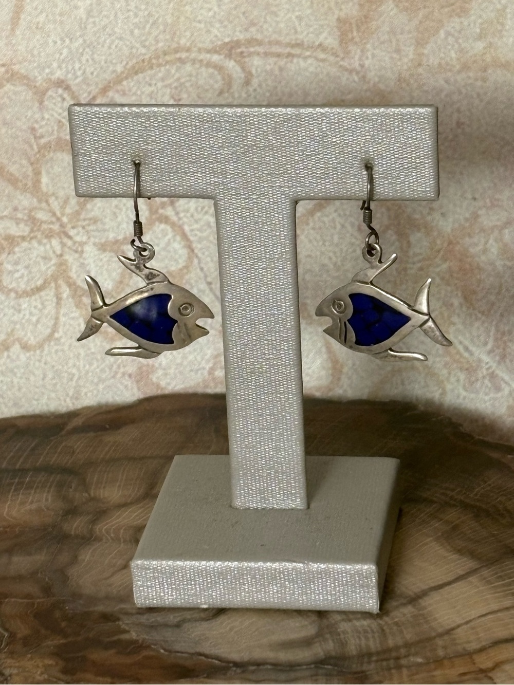Sterling Silver Lapis Lazuli Inlay Fish Earrings